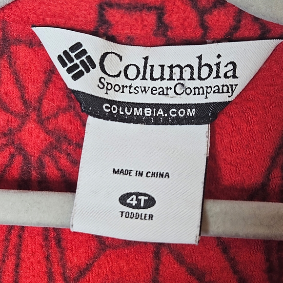 Columbia Full-Zip Sweater Jacket Fleece Cozy Red Black Kids Size 4T - Picture 2 of 10